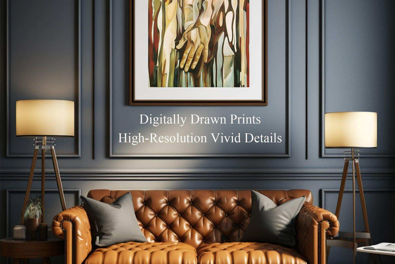 Art Deco ,Abstract Hands,Wall Art For Living Room, Giclée Prints #36