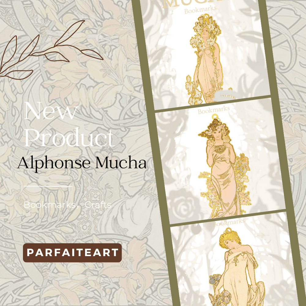 Alphonse Mucha Seasons Bookmark - Art Nouveau Metal Keepsake - Unique Gift for Book Lovers - Christmas Collectible