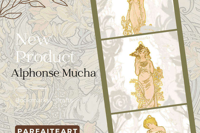 Alphonse Mucha Seasons Bookmark - Art Nouveau Metal Keepsake - Unique Gift for Book Lovers - Christmas Collectible