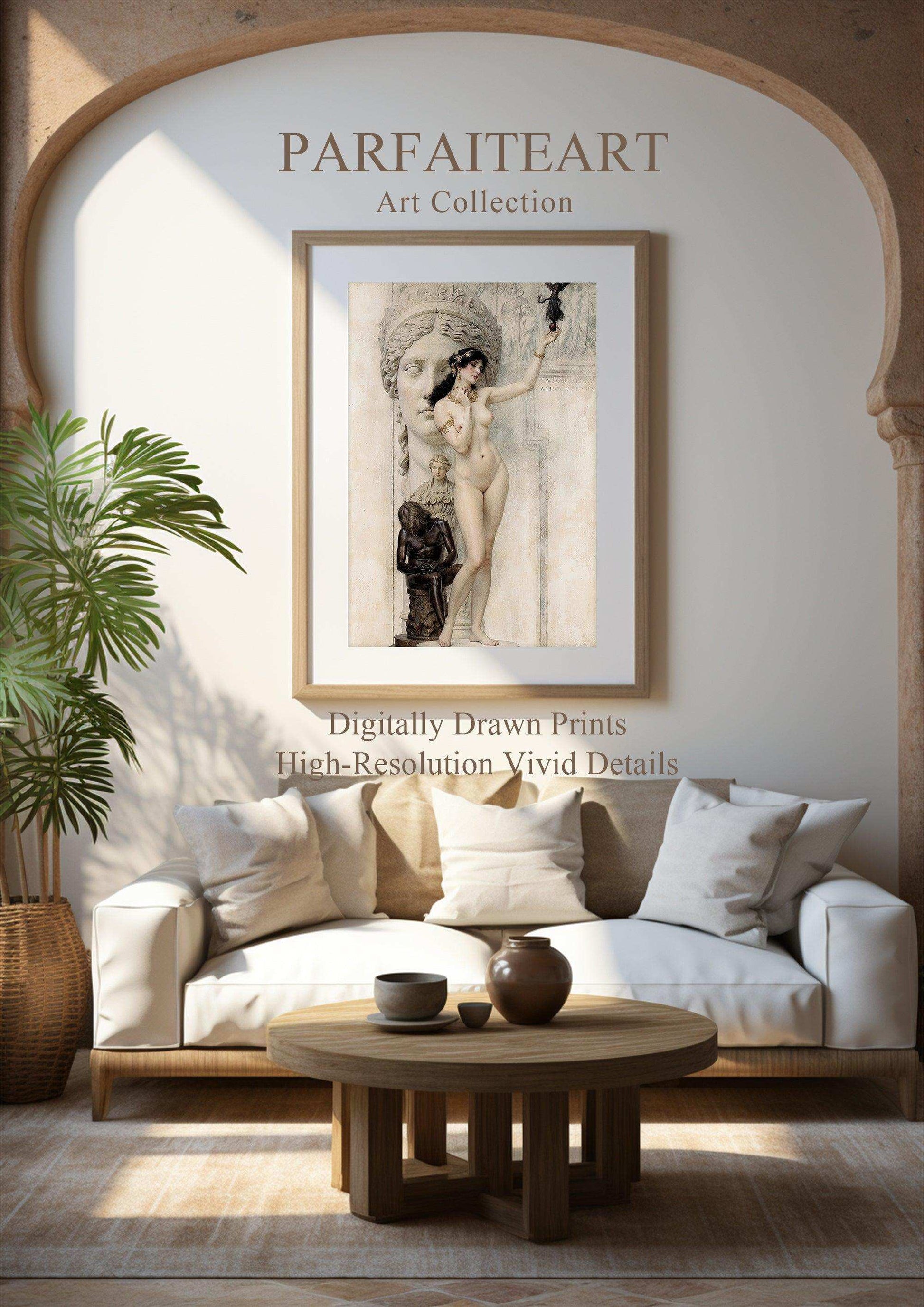 Art Nouveau Portraits, Lady's Nude on Printable Canvas,Giclée Printing #92