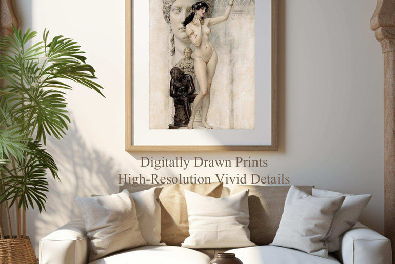 Art Nouveau Portraits, Lady's Nude on Printable Canvas,Giclée Printing #92