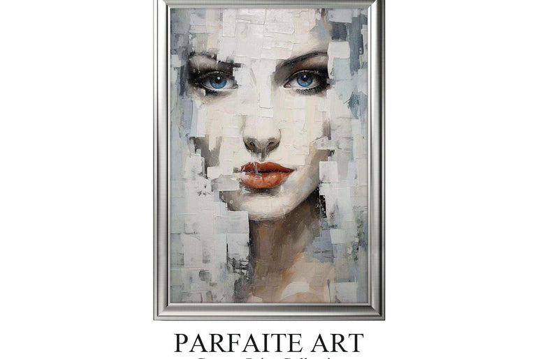 Abstract portrait，Paintings portrait paintings，Modern canvas artwork，Moody Wall Decor，Portrait of a lady，Framed canvas prints