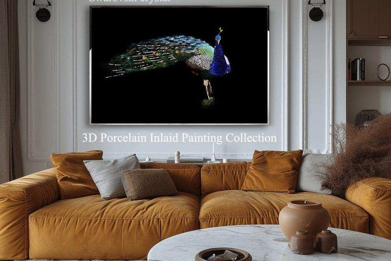 3D Diamond painting，Handmade painting，Wall Art, Art nouveau fashion，Art deco for walls ，Swarovski Crystal， Crystal glass，3d painting peacock，Modern art deco living room