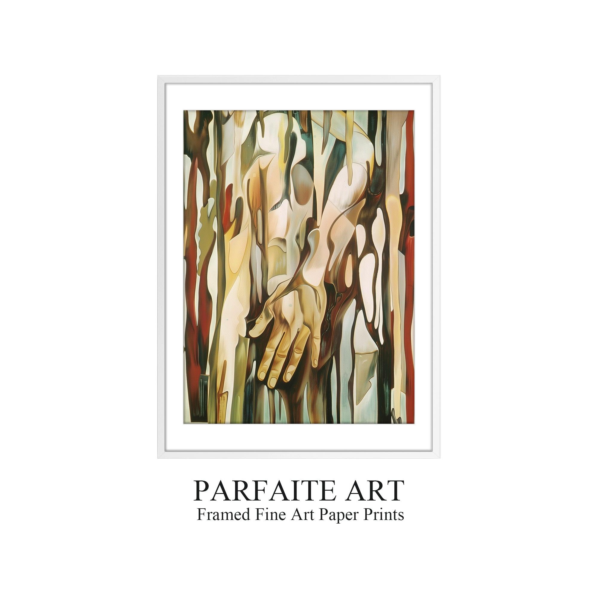 Art Deco ,Abstract Hands,Wall Art For Living Room, Giclée Prints #36 White Framed