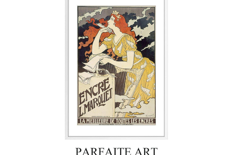 Artistic Lady Portrait - Giclée Art Deco Framed Print for Bar & Kitchen,Vintage Poster #25 white