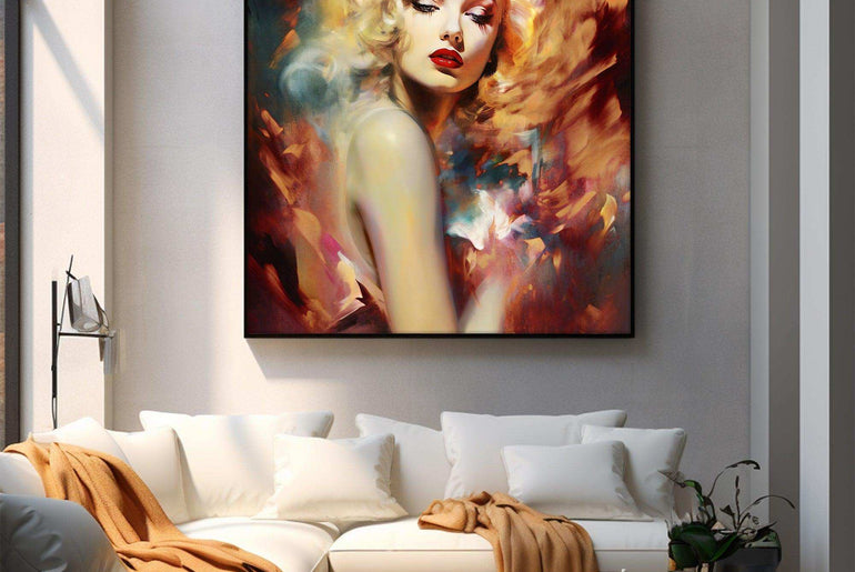 Monroe，Hand Painted Colorful Decorative Canvas Artwork，Moody Wall Decor，Cotton Gloss Canvas Living Room Decor，High-Quality Waterproof Decorative Canvas Art