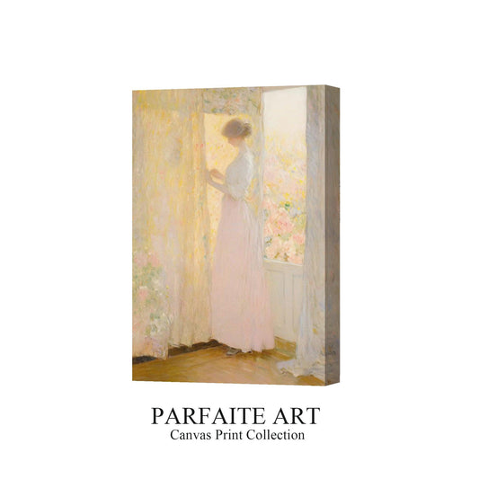 Impressionist Woman，Hand Painted Colorful Decorative Canvas Artwork，Moody Wall Decor，Cotton Gloss Canvas Living Room Decor，High-Quality Waterproof Decorative Canvas Art