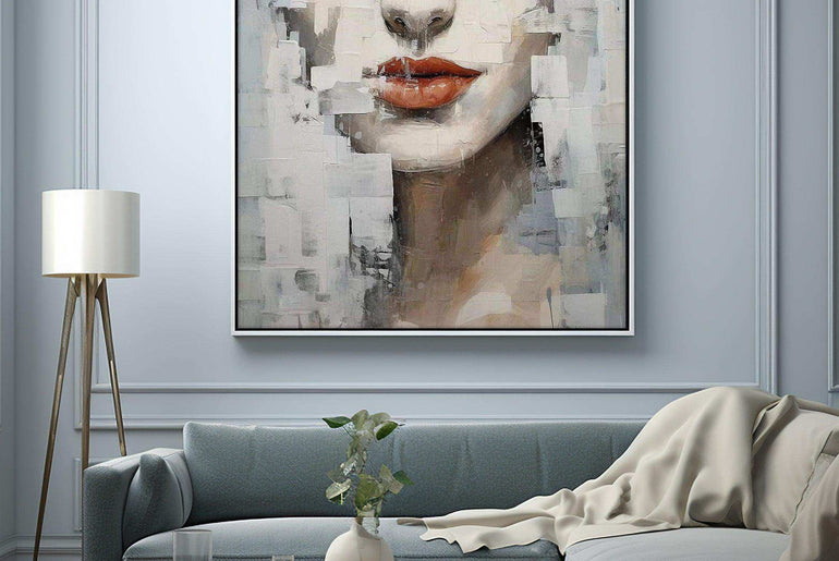 Abstract portrait，Paintings portrait paintings，Modern canvas artwork，Moody Wall Decor，Portrait of a lady，Framed canvas prints