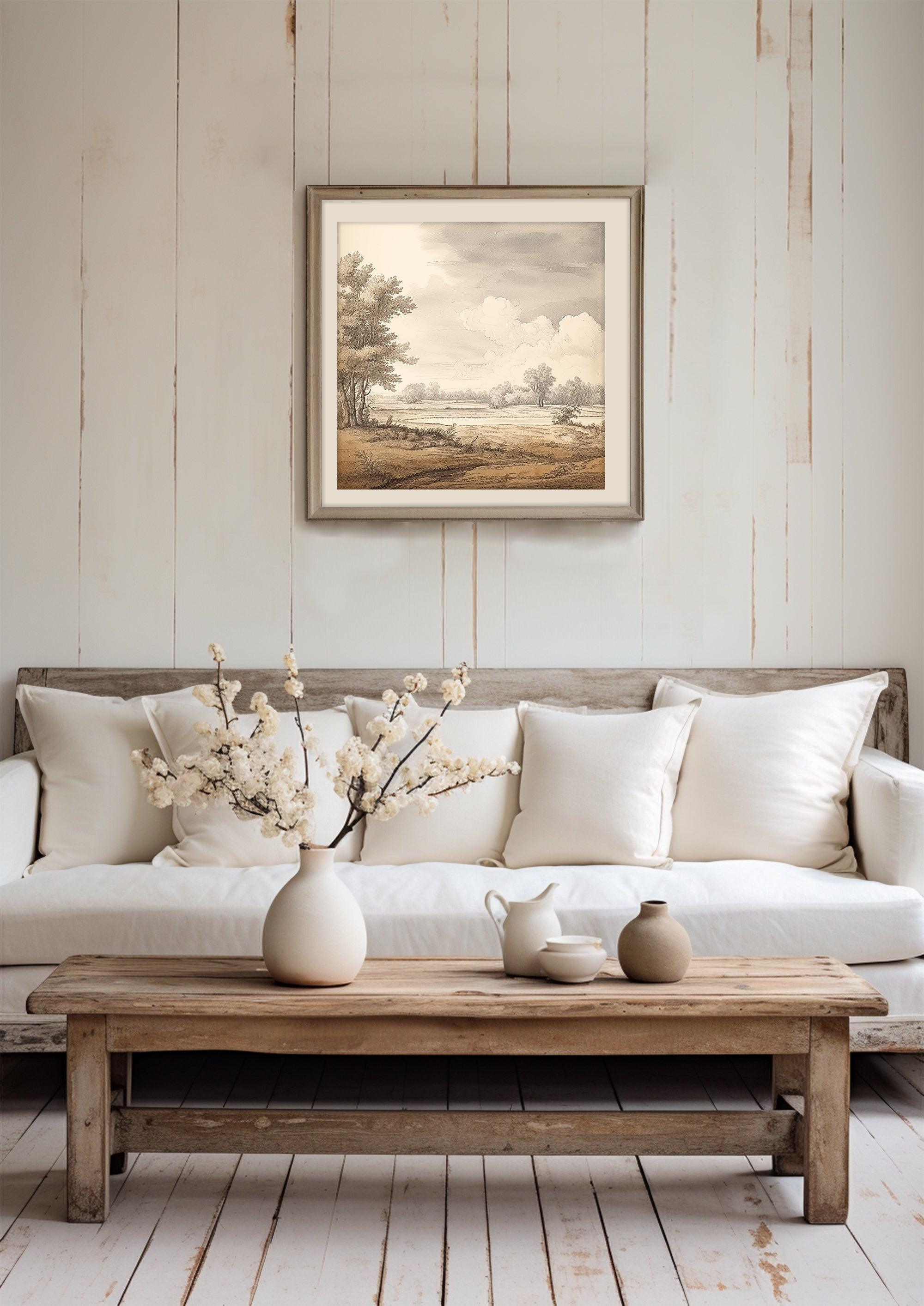 Classical Landscape | Vintage Wall Art | Sketch Etching Printing |Moody Wall Decor |Home Decor Aesthetics|Study Living Room Decoration Print|PRINTABLE Art |Digital Download