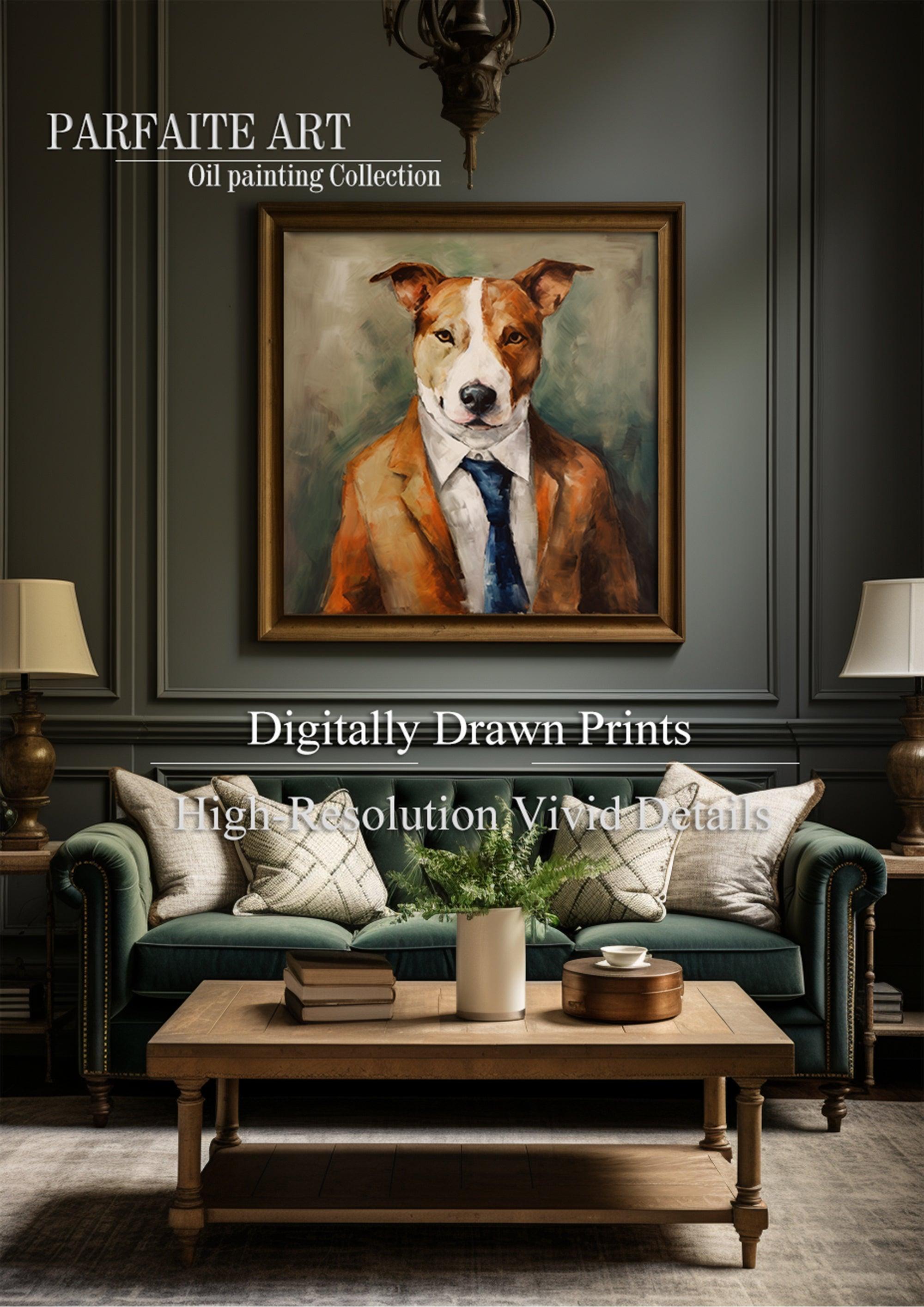 Abstract portrait painting，Dog，Vintage Wall Art，3d print texture，Wall Art Canvas print，Digital Download files