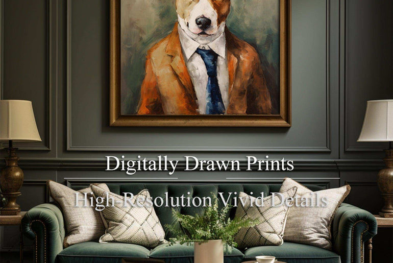 Abstract portrait painting，Dog，Vintage Wall Art，3d print texture，Wall Art Canvas print，Digital Download files