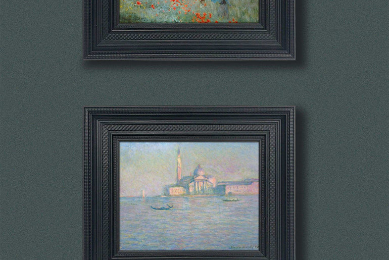 Famous Painting Print，Claude Monet，Moody Wall Decor，Black Vintage Frame,Solid Wood,High-Quality Waterproof Decorative Canvas Art， Hotel Aisle Living Room Home Decor Art