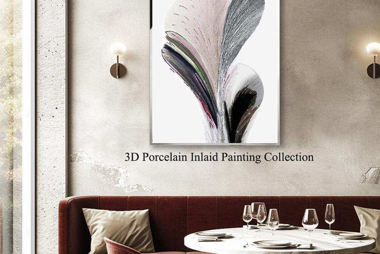 Ethereal Blossoms - 3D Diamond Art Nouveau - Handcrafted Botanical Painting with Swarovski Crystal - Modern Art Deco Elegance for Living Room Walls