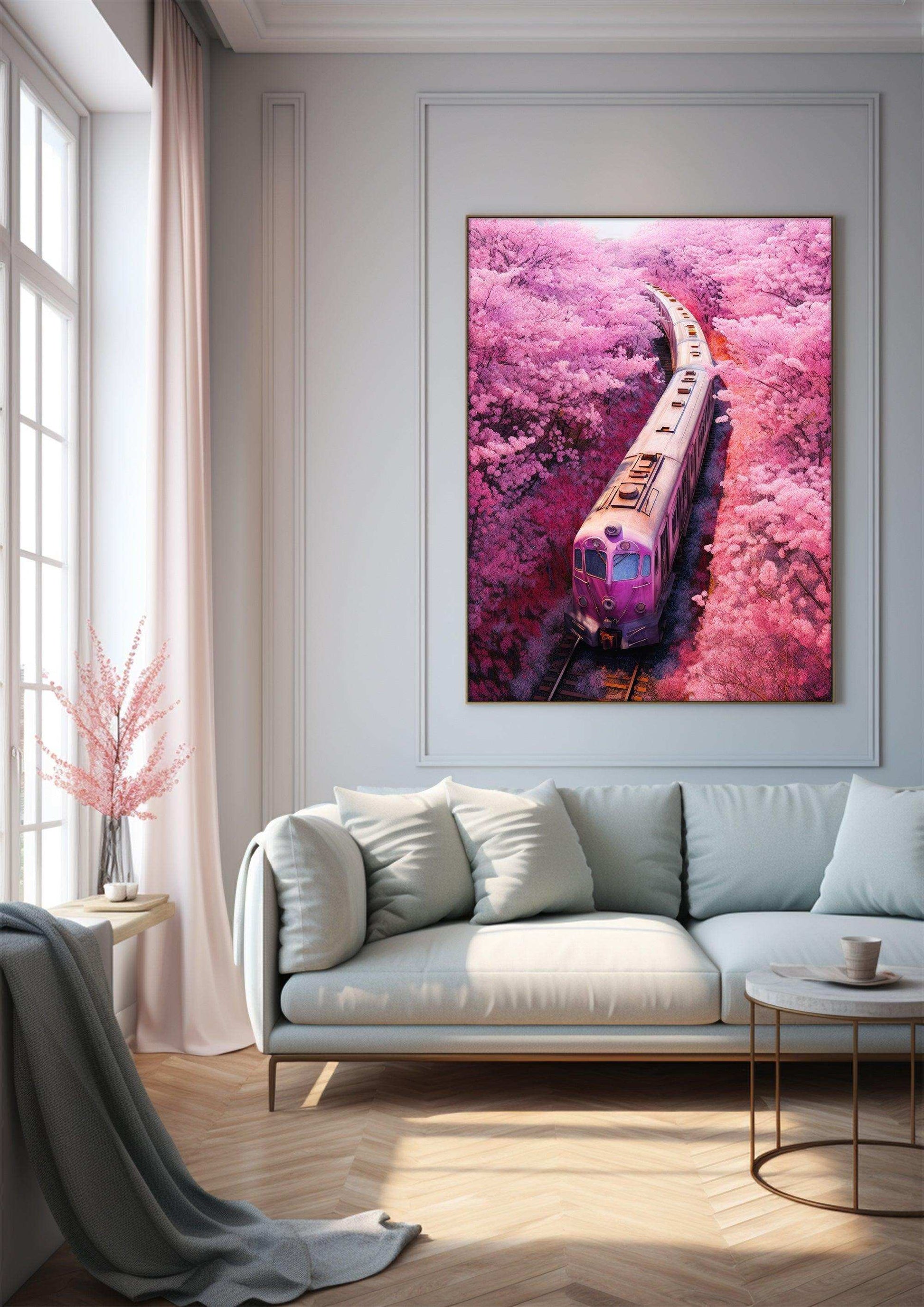 Romantic Train illustration|Wall Art Decor|Wall Art Print |Wall Decorative Arts|Gifts for children，bedroom livingroom,kidsroom|PRINTABLE Art |Digital Download