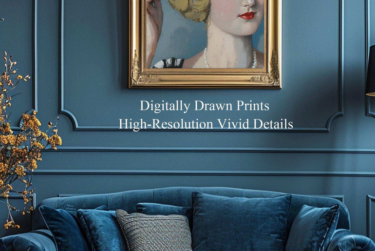 Art Deco Wall Art Prints , Beautiful Lady Portrait ,Giclée Printing Techniques #102