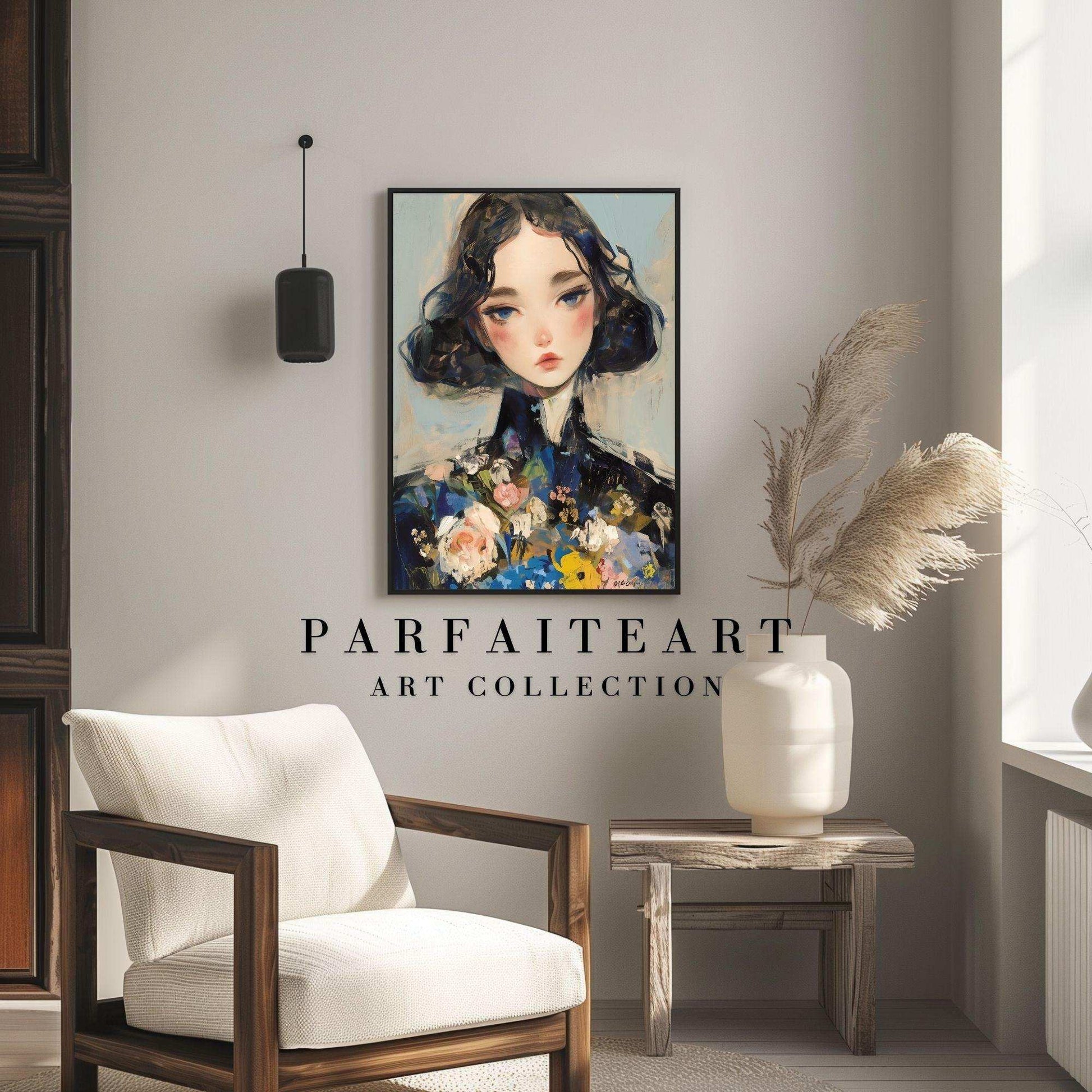 Illustration Lady Portrait,Wall Art Prints,Digital Download Files P19