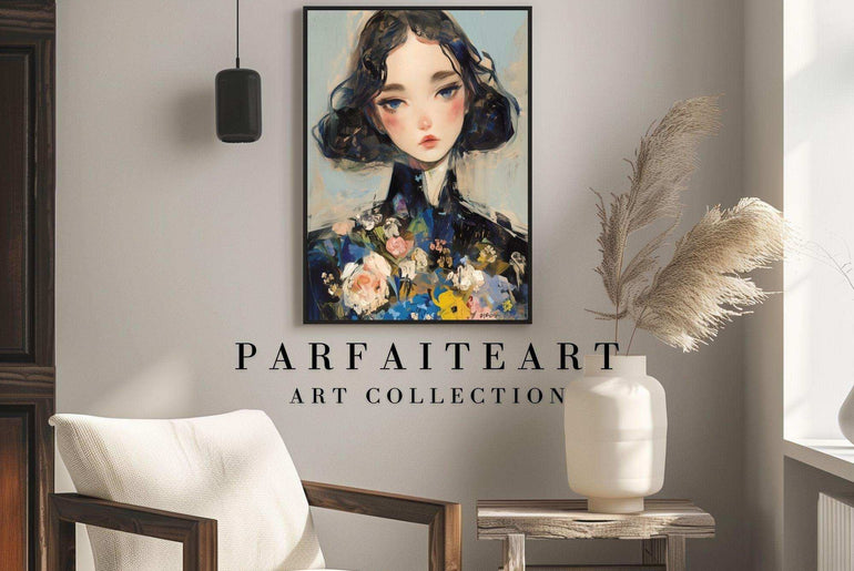 Illustration Lady Portrait,Wall Art Prints,Digital Download Files P19