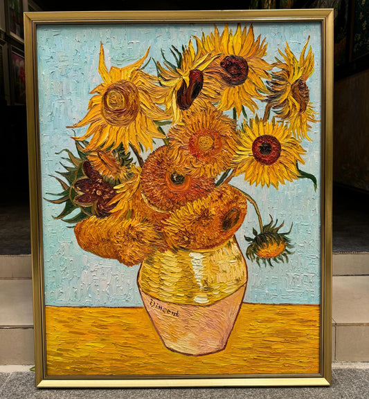 Vase with Twelve Sunflowers (1888) - Vincent van Gogh Handmade Painted