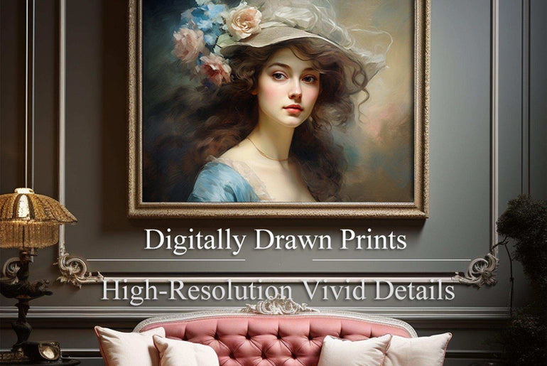 Classical Woman Portrait | Vintage Wall Art | Look Ahead With Deep Emotion |Art Style Thomas Gainsborough |Moody Wall Decor |PRINTABLE Art |Digital Download