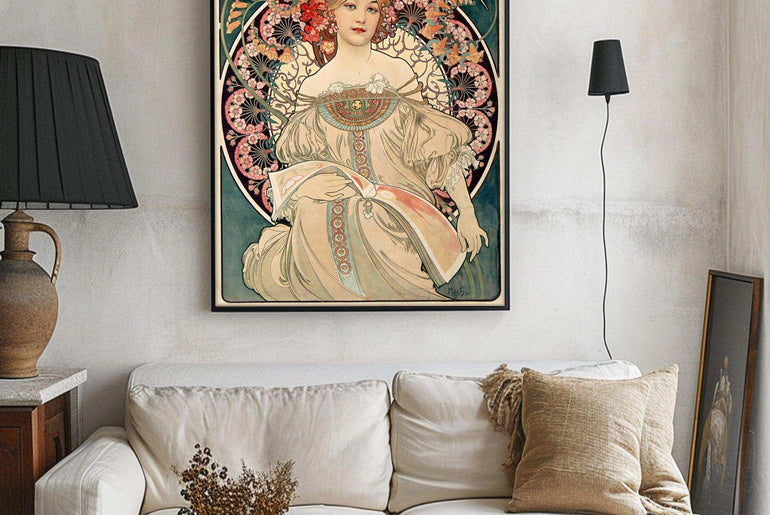 Framed fine art prints,Vintage Wall Art Print,Moody Wall Decor,Large art prints for walls,Mucha artwork,High-Quality Professional Giclee technique