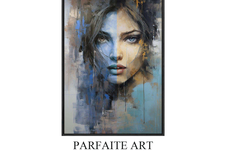 Contemporary Reflections: Elegant 'Portrait of a Lady' in Modern Canvas Artwork - Framed Canvas Prints for Sophisticated Interiors