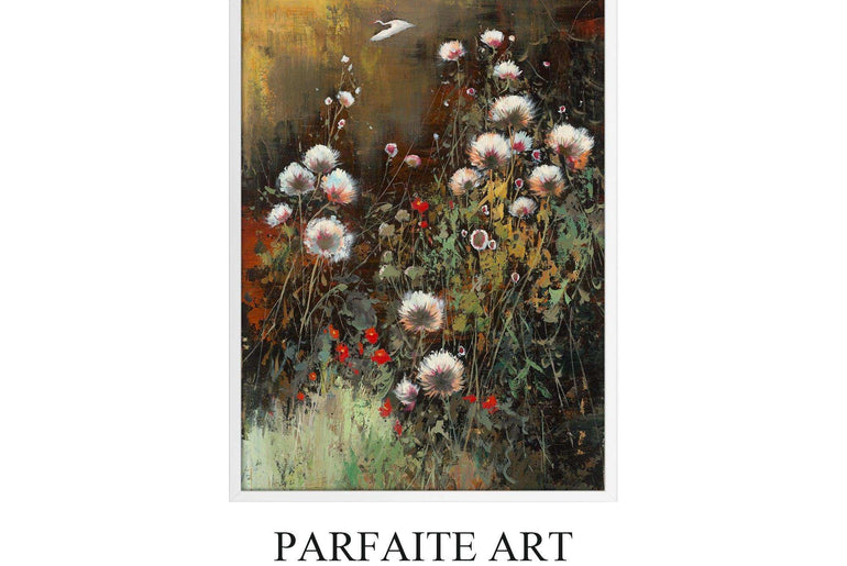 Art Deco Abstract Flowers:Giclée Prints,Framed Canvas Printable #112 - ParfaiteArt