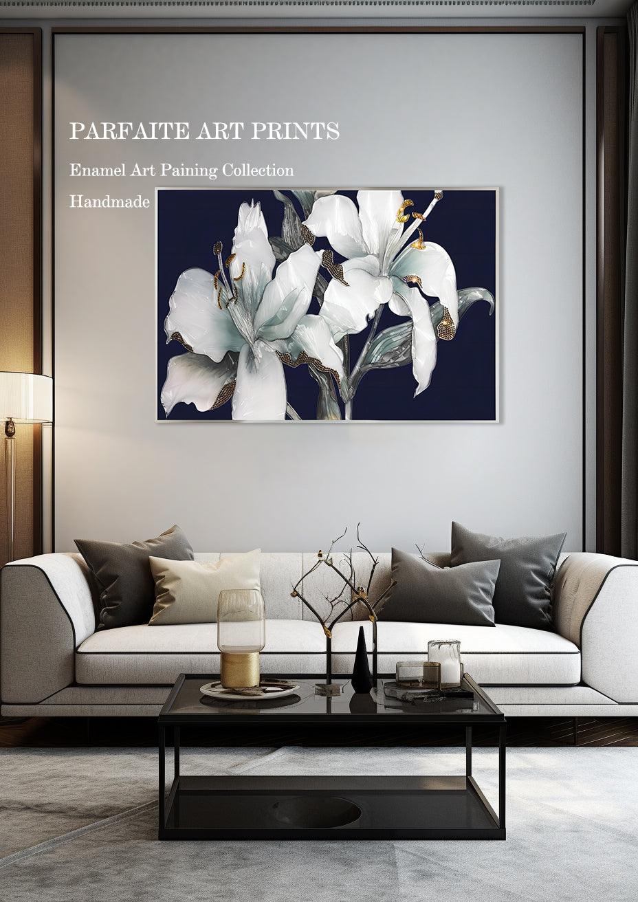 Enamel Art Decorative Painting,Handmade，Wall Art, Modern Style， Decorative painting Scandinavian floral enamel Dining room，Living room