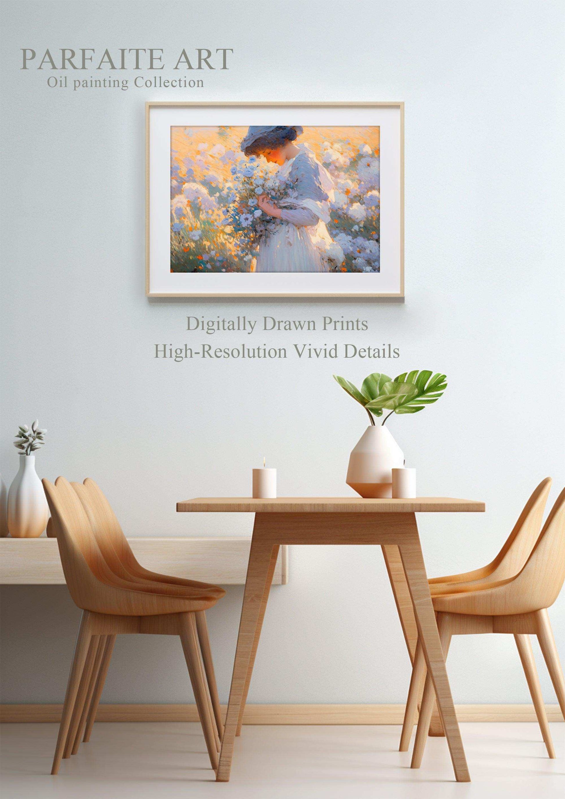 Impressionist Elegance: Timeless Woman Portrait - Vintage Wall Art Canvas for Home & Dining Decor，Digital Download file