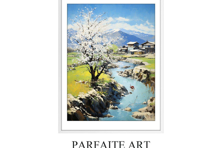 Landscape,Framed Fine Art Paper Prints,Living Room Decor,High-Quality professional Giclee technique #12 white Frame