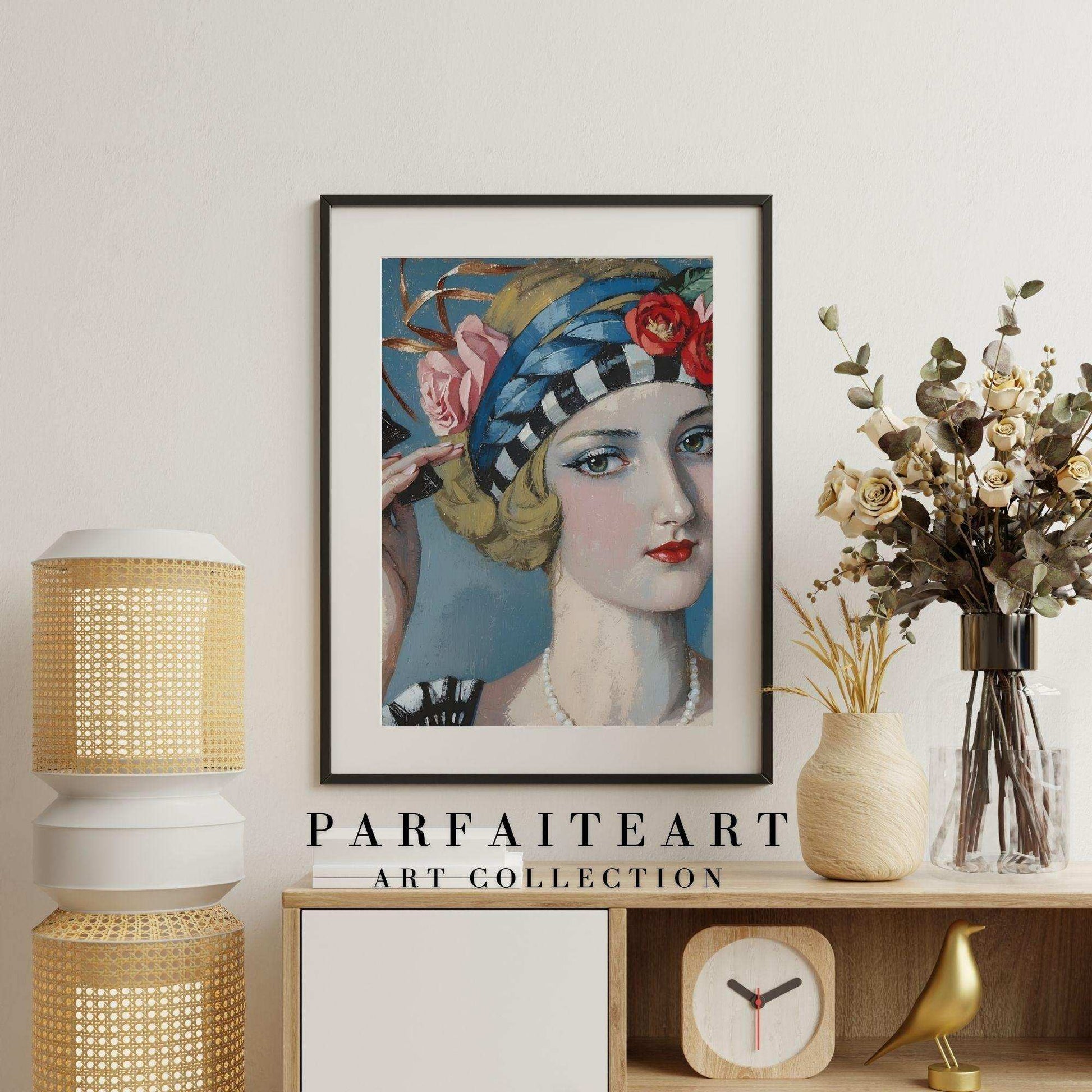 Art Deco Wall Art Prints , Beautiful Lady Portrait ,Giclée Printing Techniques #102