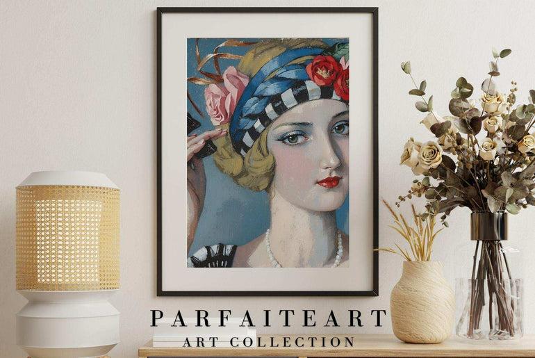 Art Deco Wall Art Prints , Beautiful Lady Portrait ,Giclée Printing Techniques #102