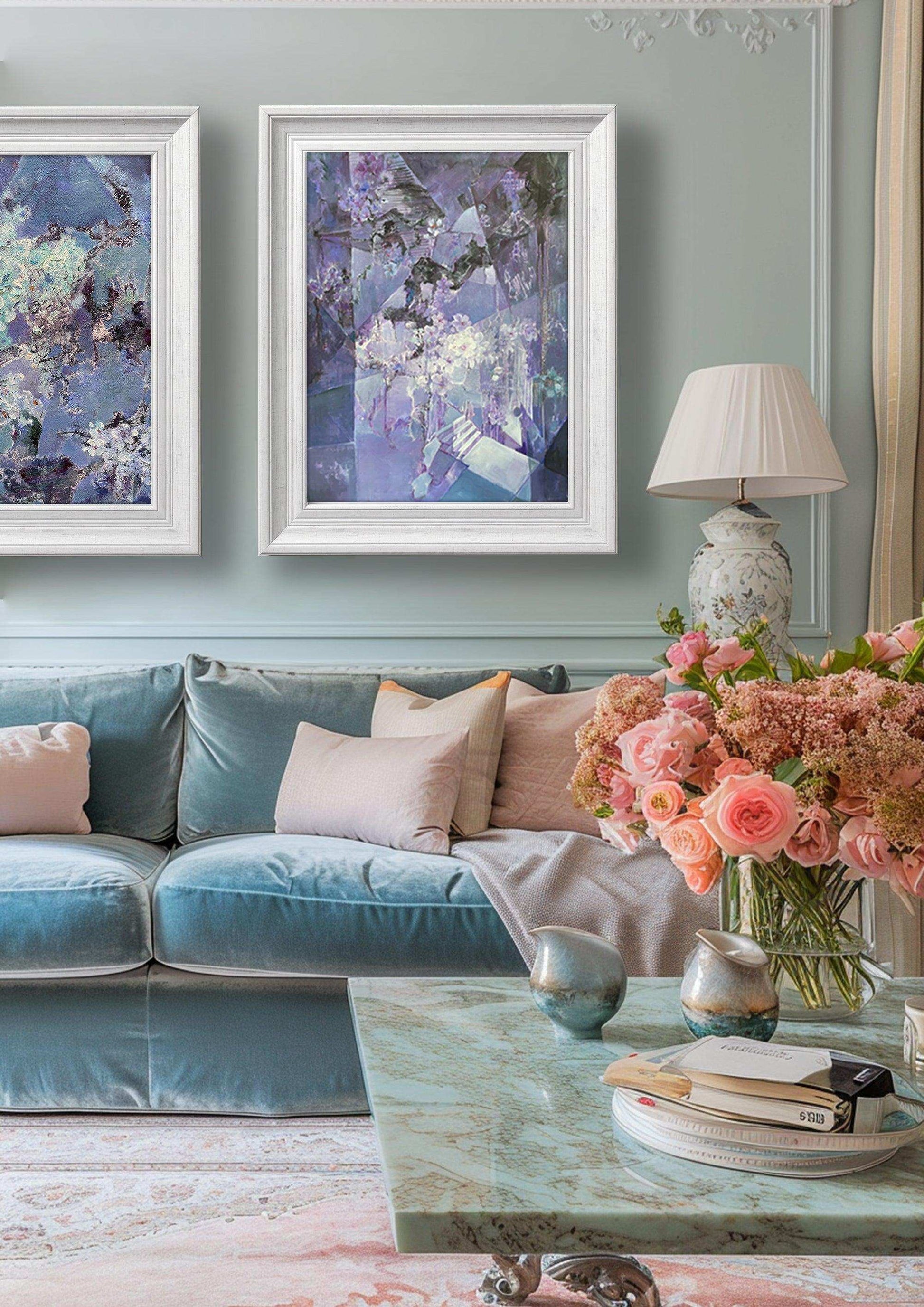 a living room filled with furniture and flowers 