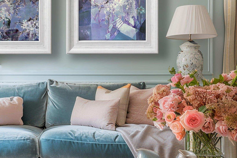 a living room filled with furniture and flowers 