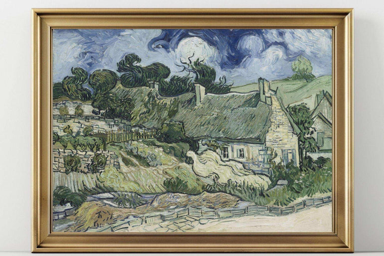 Van Gogh Farmhouse Landscape: Giclée Canvas Prints in Vintage Art Deco Style #75