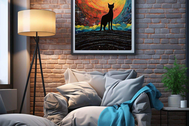 Cat Illustration | Starry Sky Wall Art Decor |Wall Art Print |Van Gogh style|Bedroom Livingroom,Kidsroom|PRINTABLE Art |Digital Download