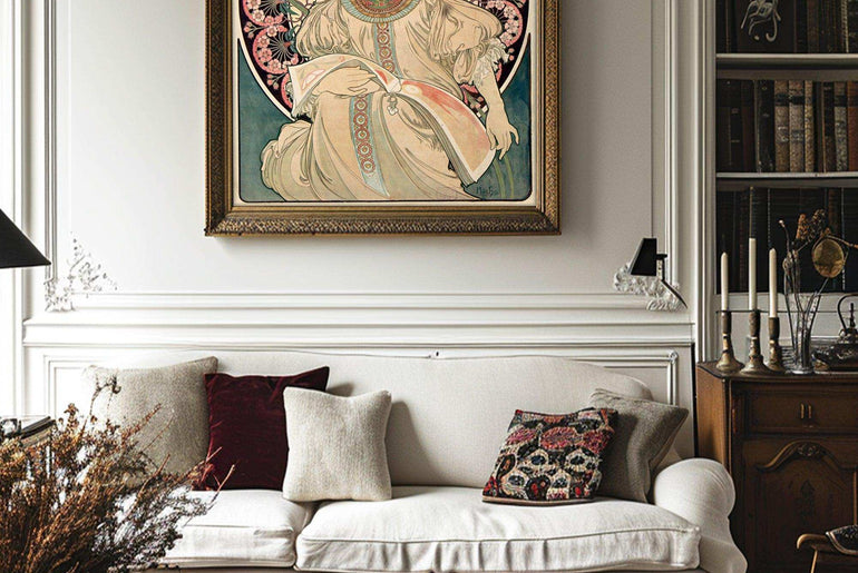 Framed fine art prints,Vintage Wall Art Print,Moody Wall Decor,Large art prints for walls,Mucha artwork,High-Quality Professional Giclee technique