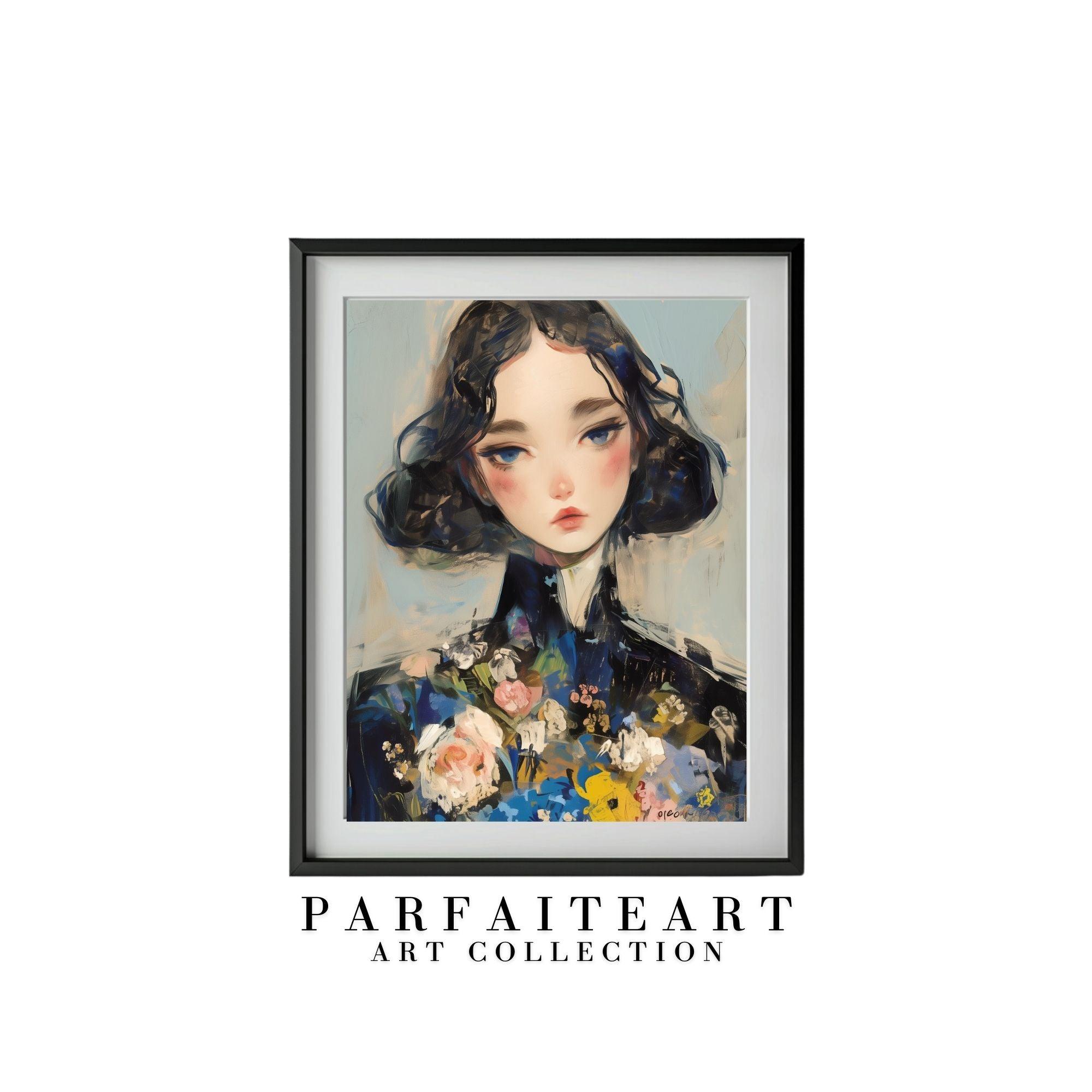 Illustration Lady Portrait,Wall Art Prints,Digital Download Files P19