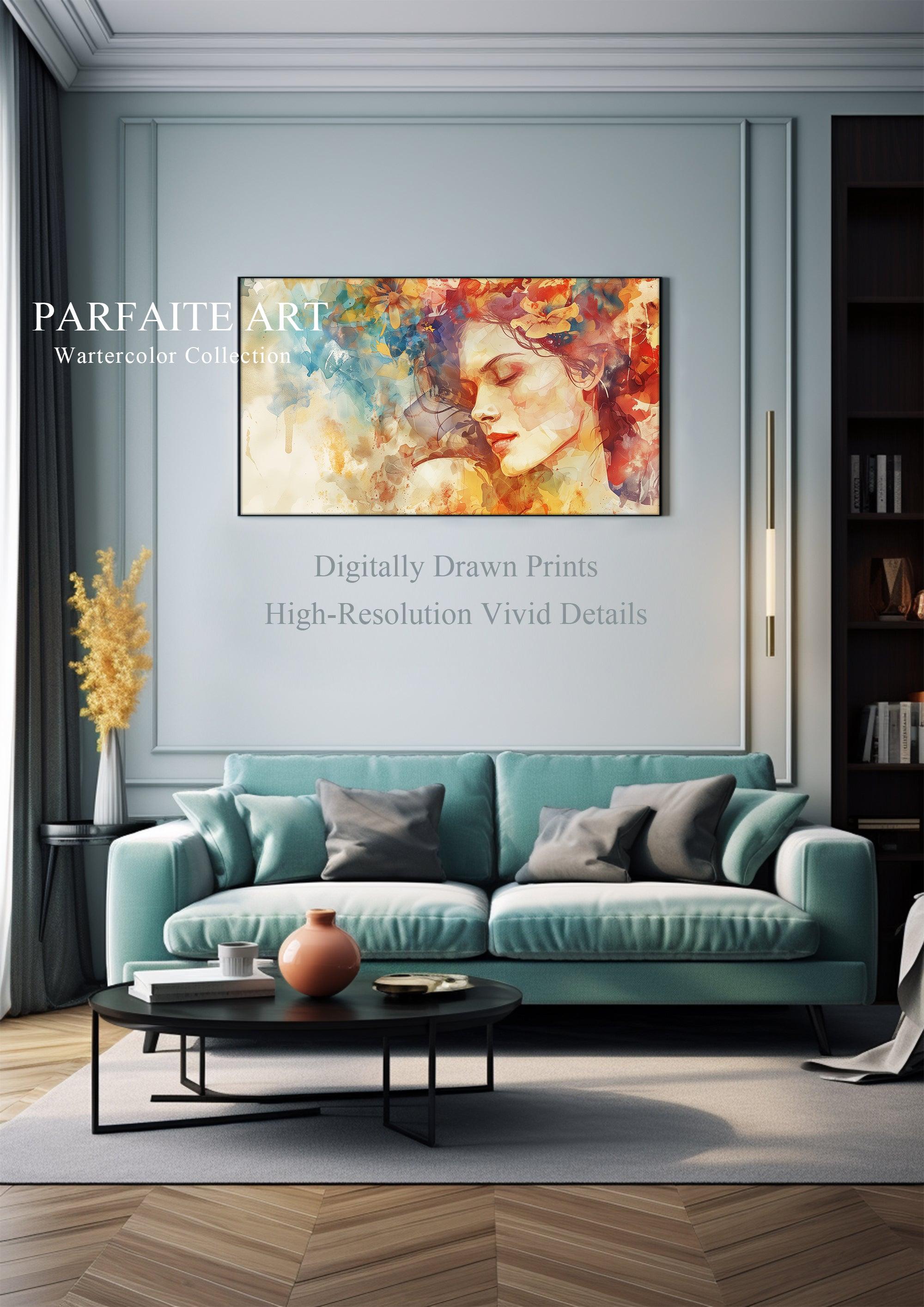 Vintage Elegance: Abstract Watercolor Symphony - Premium Digital Art for Serene Home Ambiance