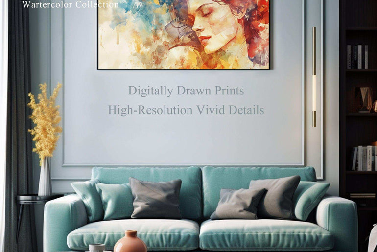 Vintage Elegance: Abstract Watercolor Symphony - Premium Digital Art for Serene Home Ambiance