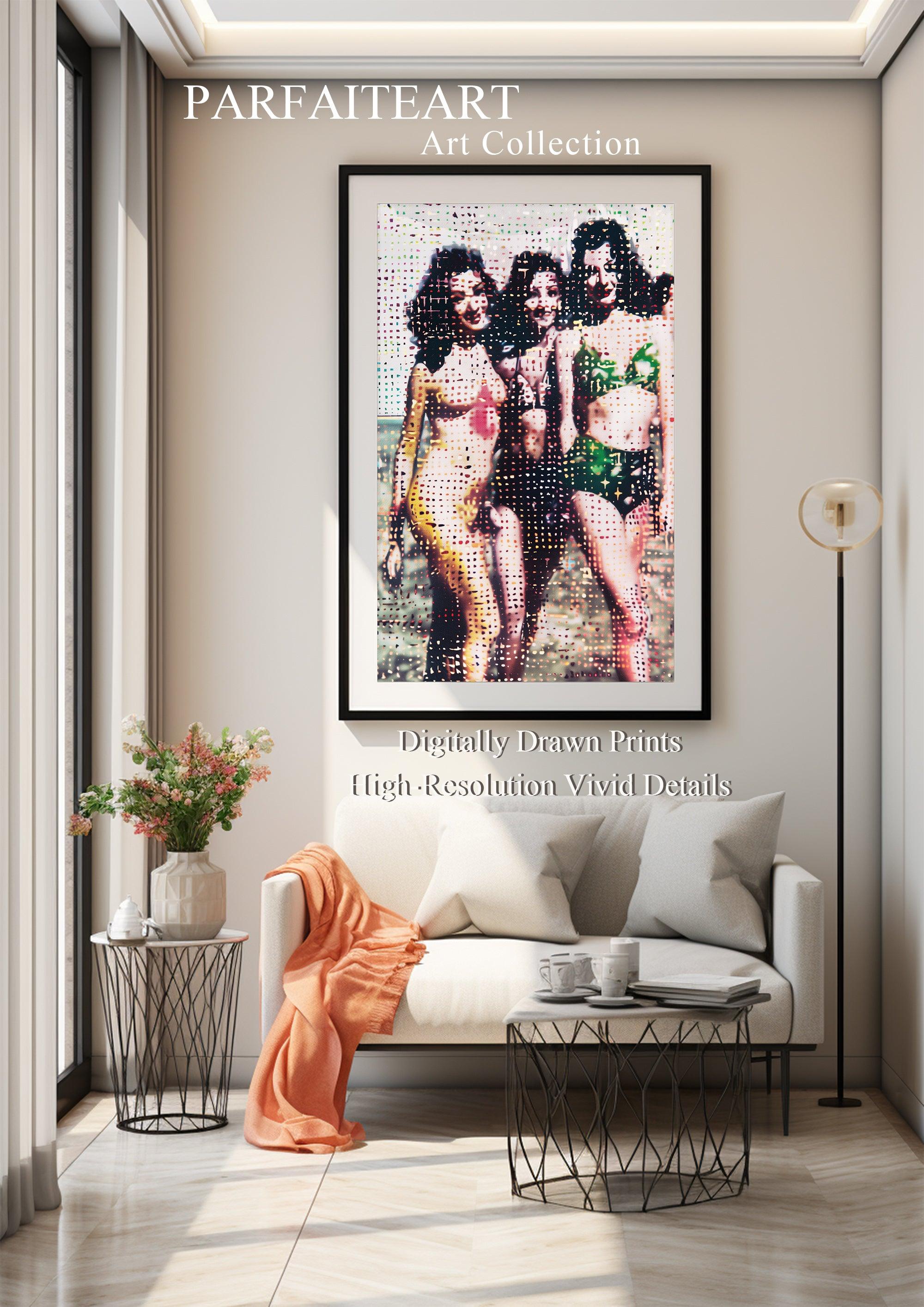 Moody Wall Art Decor, Bikini Babes, Giclee Prints For Living Room #38