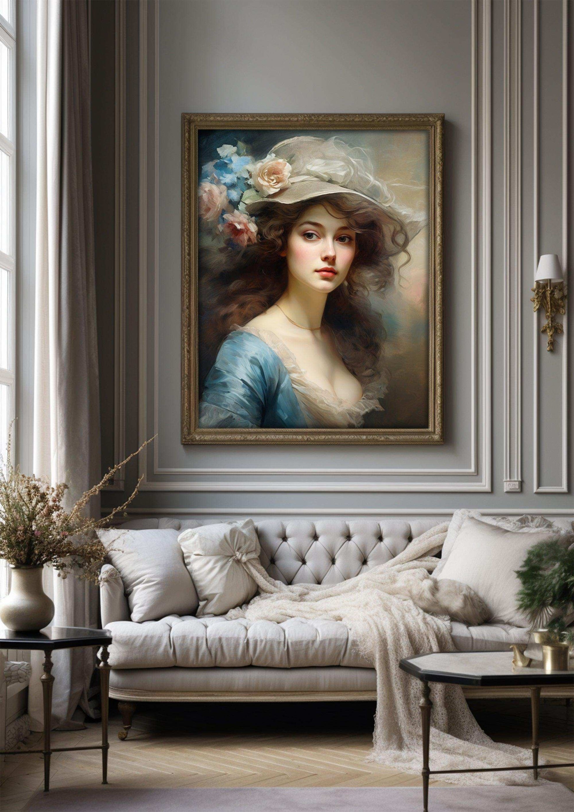 Classical Woman Portrait | Vintage Wall Art | Look Ahead With Deep Emotion |Art Style Thomas Gainsborough |Moody Wall Decor |PRINTABLE Art |Digital Download