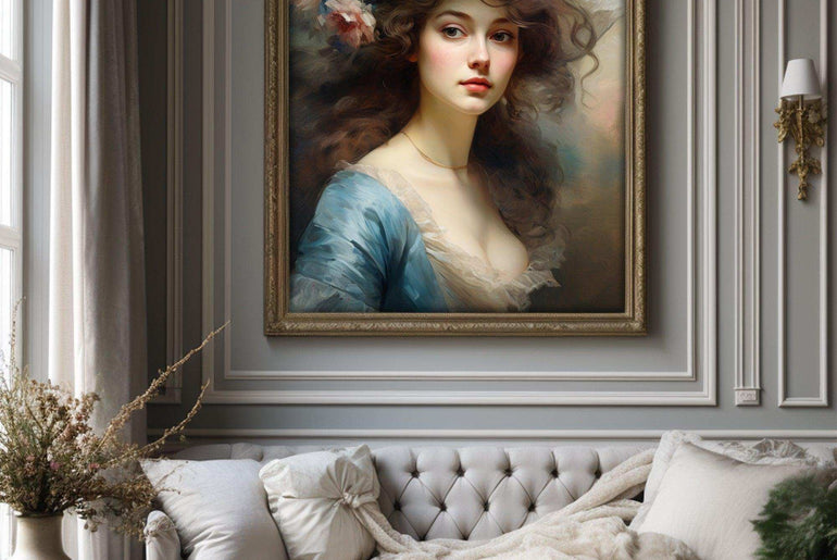 Classical Woman Portrait | Vintage Wall Art | Look Ahead With Deep Emotion |Art Style Thomas Gainsborough |Moody Wall Decor |PRINTABLE Art |Digital Download