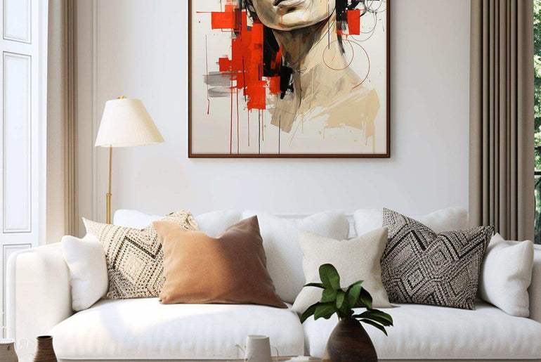 Abstract portrait，Paintings portrait paintings，Modern canvas artwork，Moody Wall Decor，Portrait of a lady，Framed canvas prints