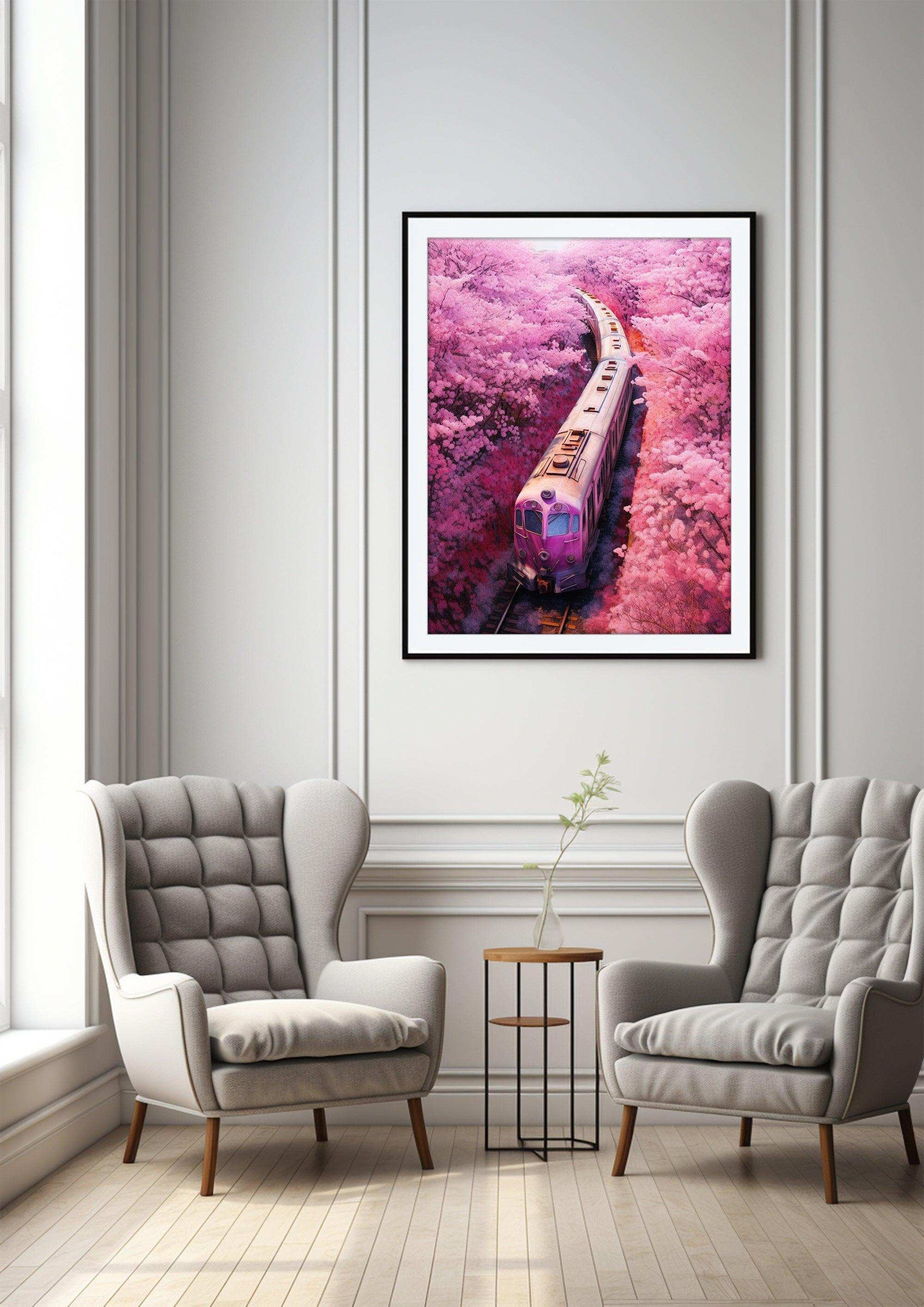 Romantic Train illustration|Wall Art Decor|Wall Art Print |Wall Decorative Arts|Gifts for children，bedroom livingroom,kidsroom|PRINTABLE Art |Digital Download