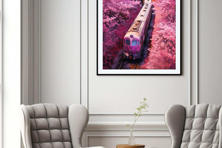 Romantic Train illustration|Wall Art Decor|Wall Art Print |Wall Decorative Arts|Gifts for children，bedroom livingroom,kidsroom|PRINTABLE Art |Digital Download