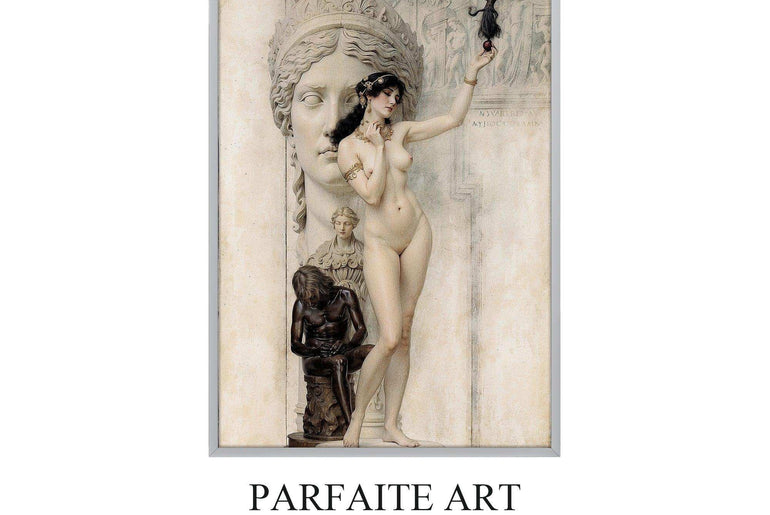 Art Nouveau Portraits, Lady's Nude on Printable Canvas,Giclée Printing #92 Gray