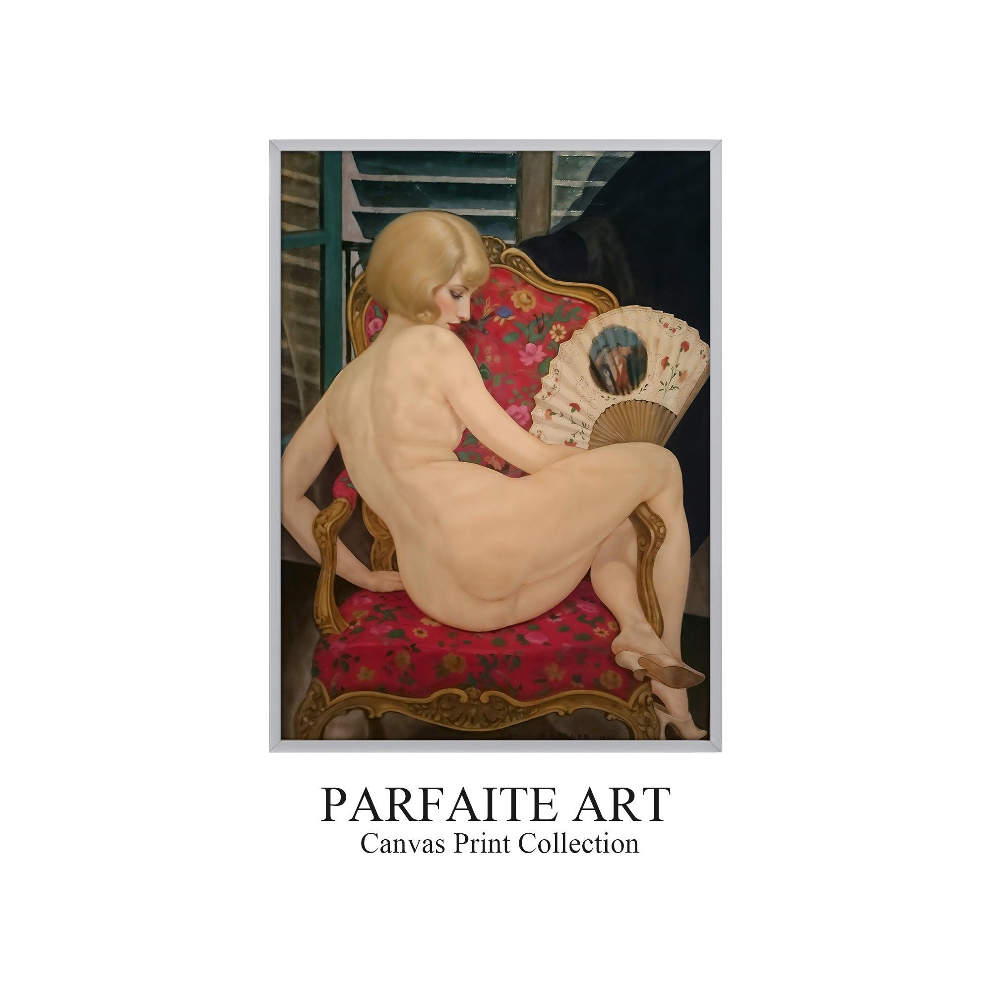 Wall Art , Art Deco Nude Woman Prints,Living Room, Giclée Print #105 Gray Framed