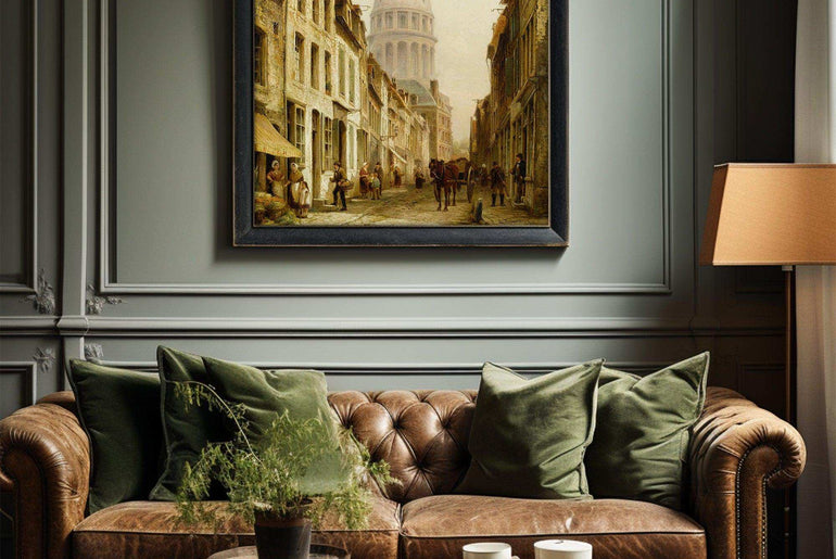 Architectural,Landscape Decorative Painting,Vintage Canvas Painting Prints,World Famous Paintings Series，Moody Wall Decor，High-Quality Waterproof Decorative Canvas Art,Hotel Aisle Living Room Home Decor Art,Giclée Printing Technique