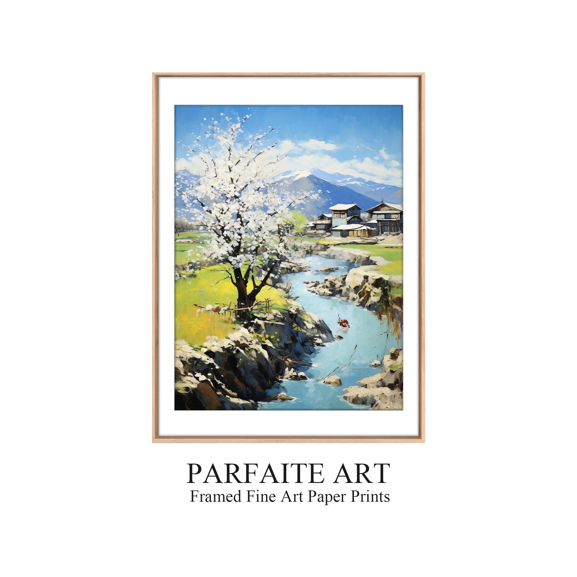 Landscape,Framed Fine Art Paper Prints,Living Room Decor,High-Quality professional Giclee technique #12 oak Frame
