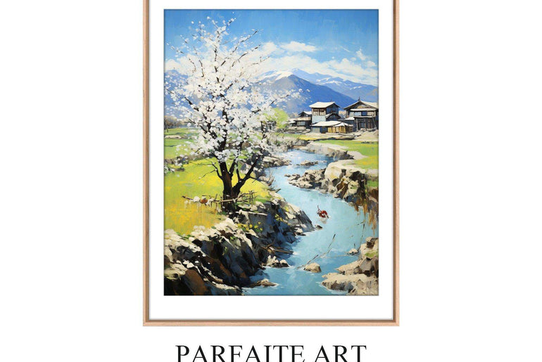 Landscape,Framed Fine Art Paper Prints,Living Room Decor,High-Quality professional Giclee technique #12 oak Frame